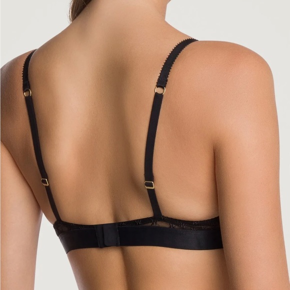 Wolford SHEER LOGO FULL CUP BRA Black Lace Demi Underwire Unlined Luxury 38B 85B - Picture 6 of 12